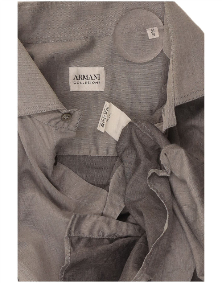 Camisa formal masculina ARMANI tamanho 41 16 grande algodão cinza