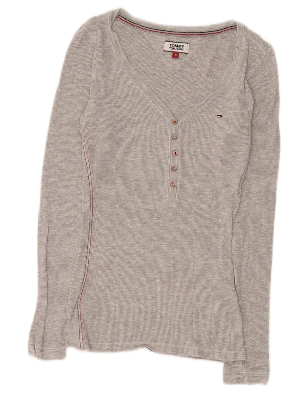 Top Tommy Hilfiger Mulher Manga Longa UK 8 Pequeno Viscose Cinza
