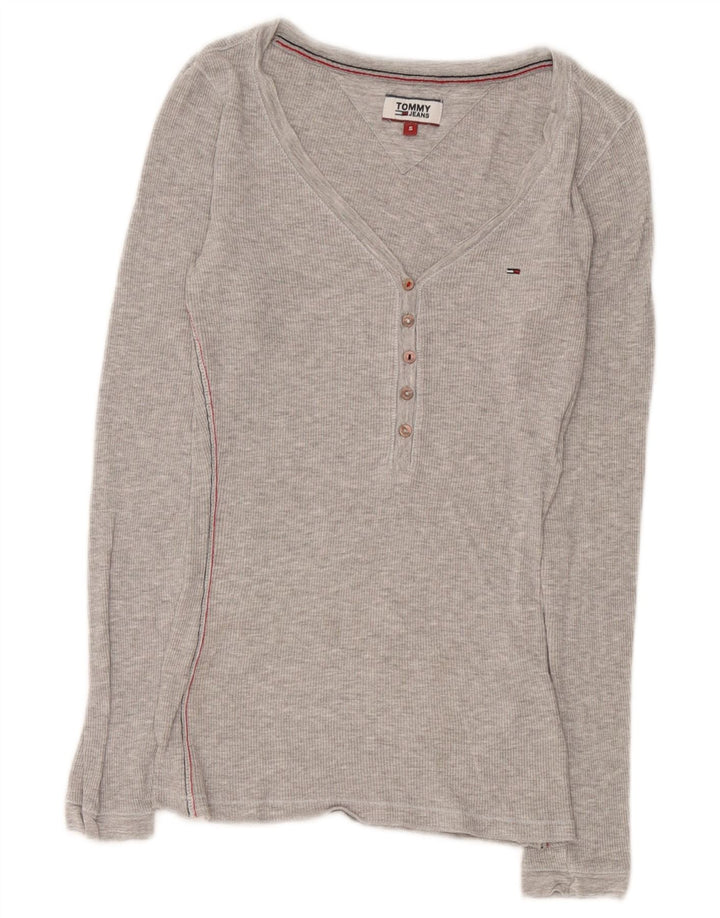 Top Tommy Hilfiger Mulher Manga Longa UK 8 Pequeno Viscose Cinza