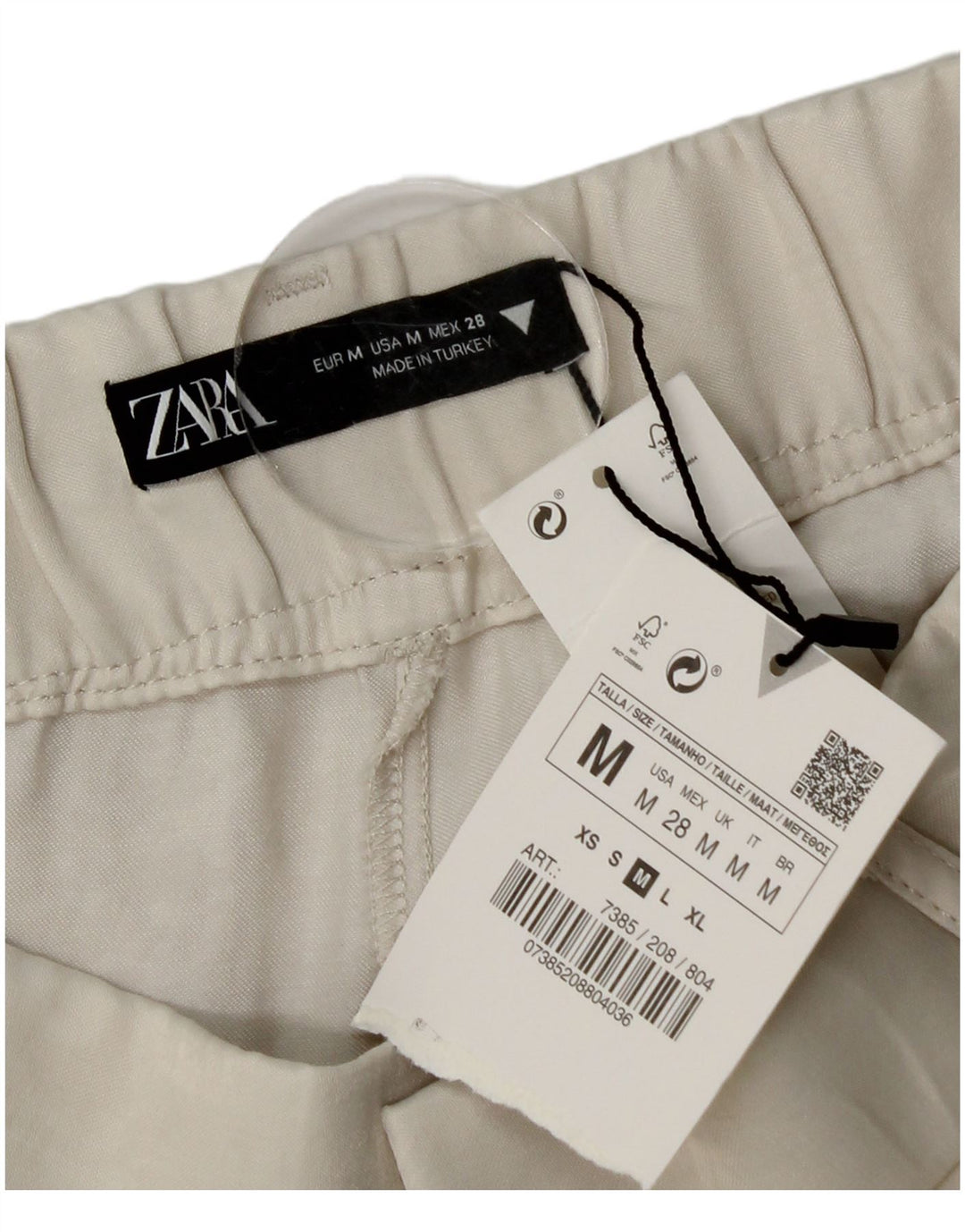 Zara Shorts Chino Feminino Pegged Médio W28 Off White Viscose