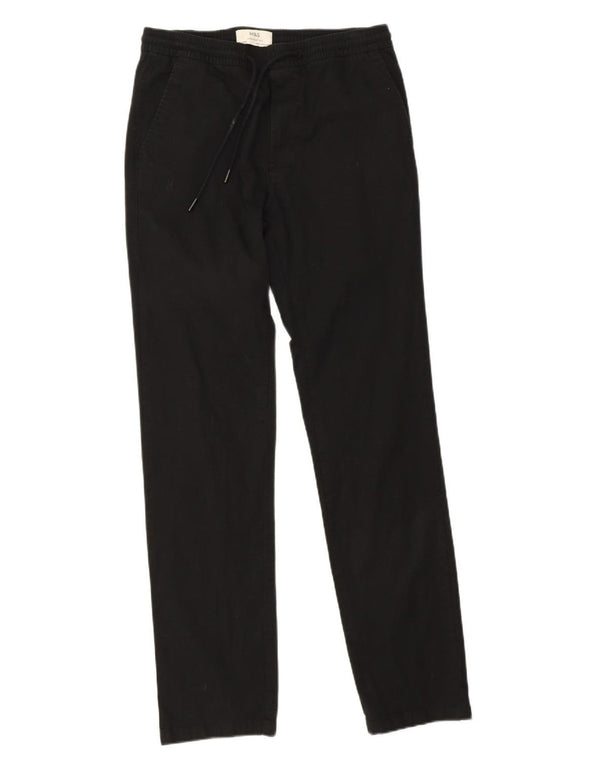 Calça masculina reta casual Marks & Spencer pequena W30 L32 algodão preto