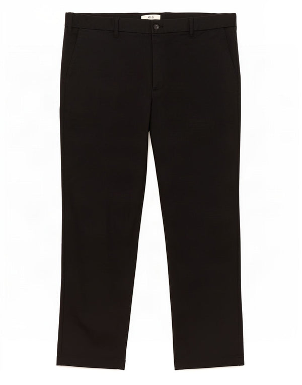 Calça chino reta masculina Marks & Spencer W40 L31 algodão preto