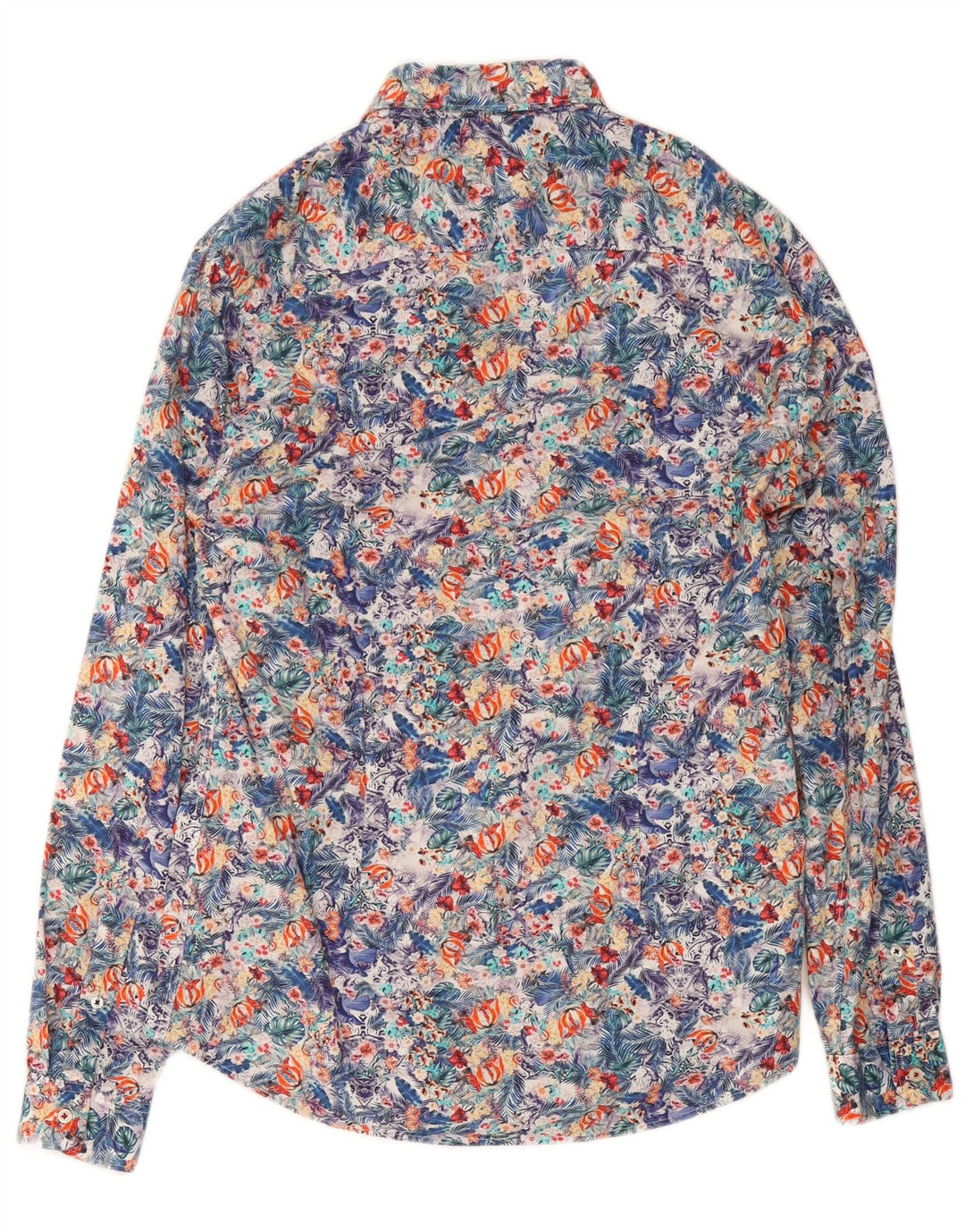 Camisa masculina Zara Slim Fit média de algodão floral multicolorido