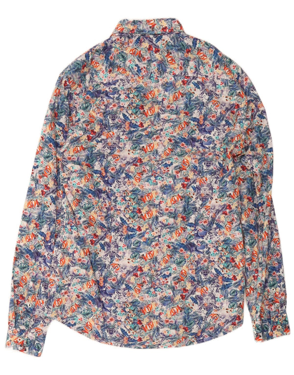 Camisa masculina Zara Slim Fit média de algodão floral multicolorido