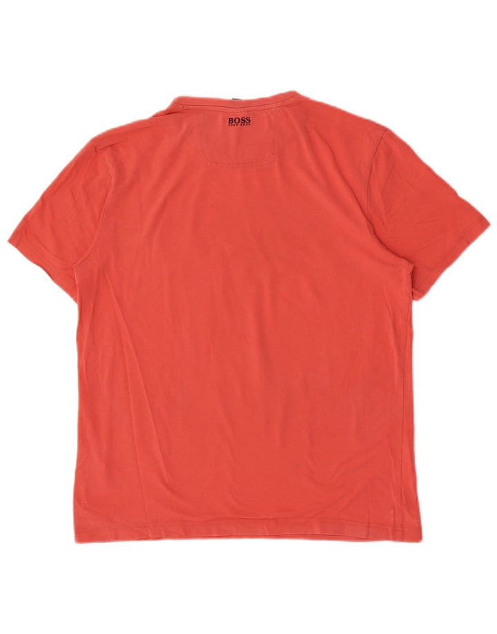 Camiseta gráfica masculina Hugo Boss Top médio algodão rosa