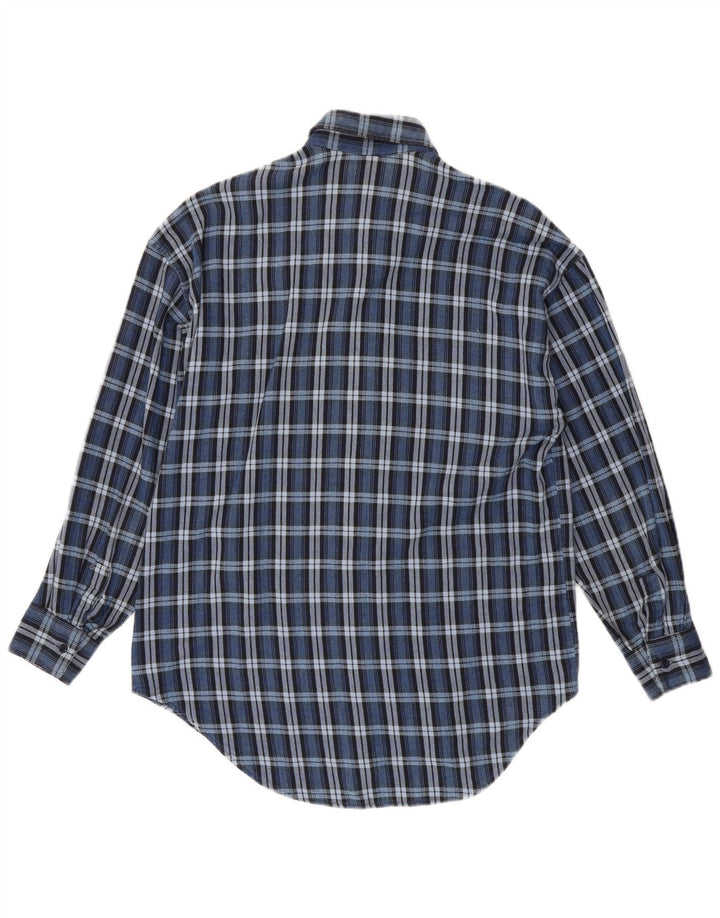 Camisa masculina de flanela Enara Camice pequena azul xadrez de algodão