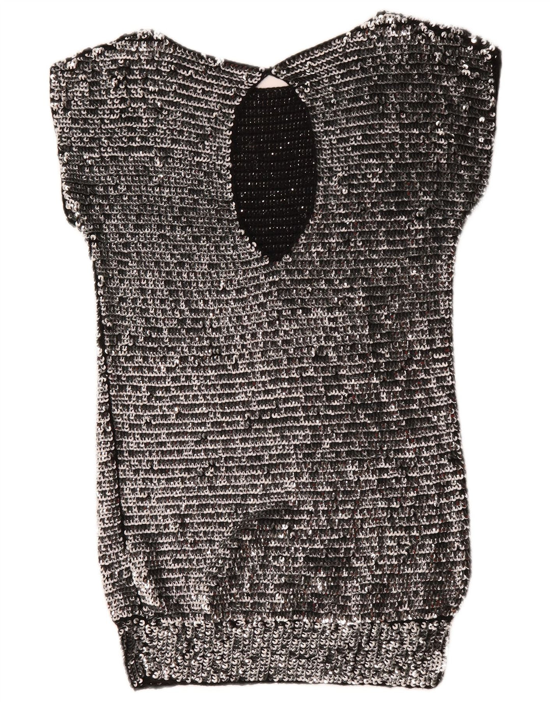 Vestido feminino Mangano com lantejoulas e bodycon Reino Unido 14 lã prateada média