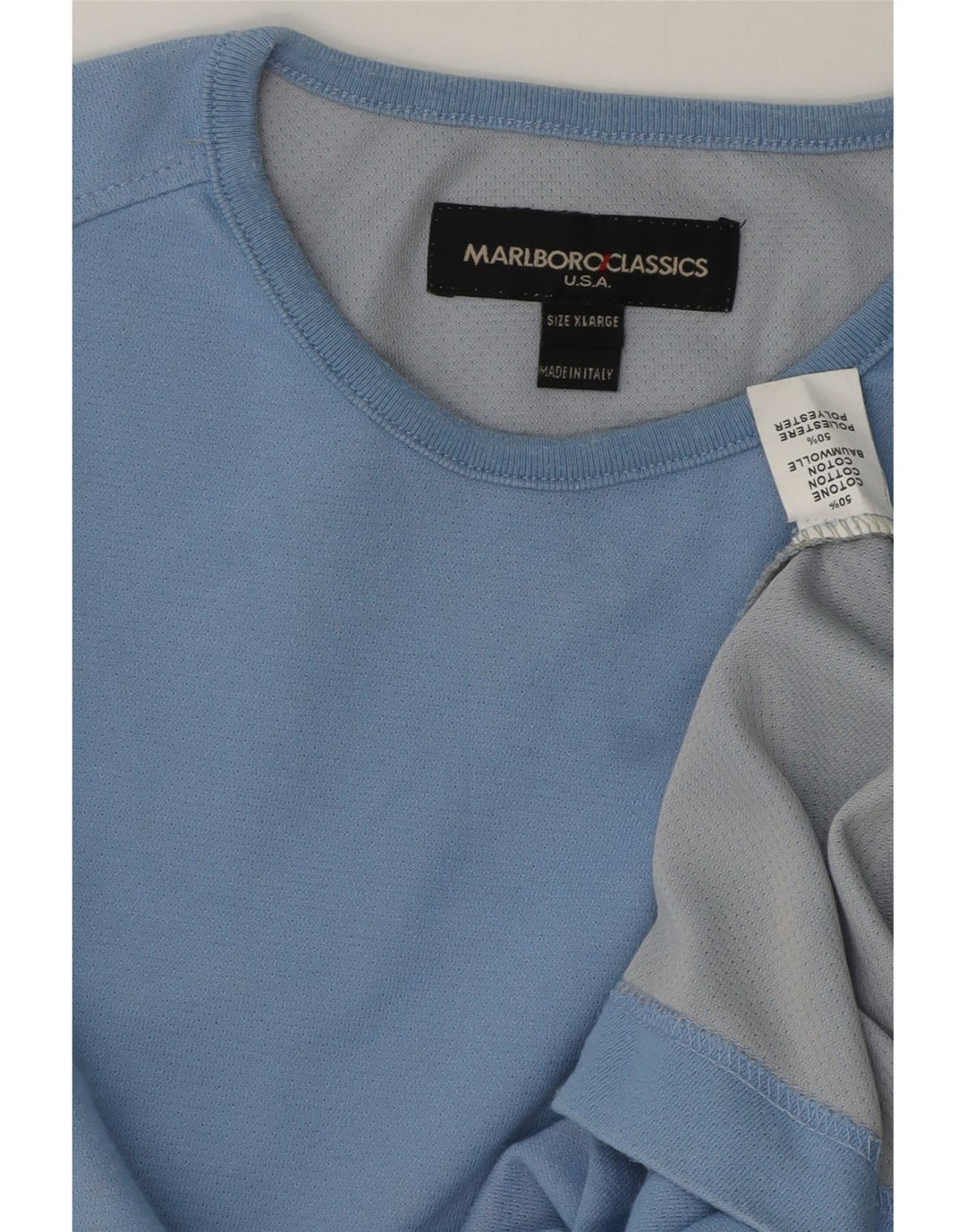 Marlboro Classics Mens Top Manga Longa XL Azul Algodão