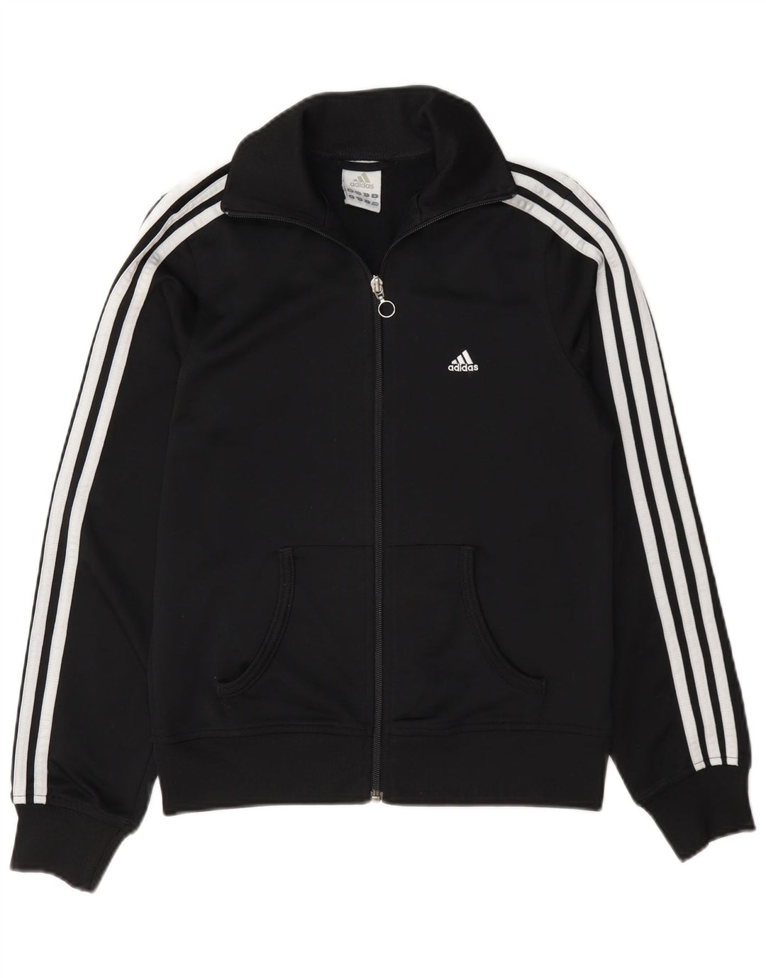 Adidas Womens Tracksuit Top Jacket UK 10 Pequeno Poliéster Preto