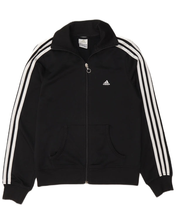 Adidas Womens Tracksuit Top Jacket UK 10 Pequeno Poliéster Preto