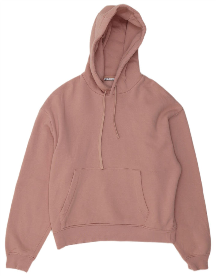 ZARA moletom com capuz masculino médio algodão rosa