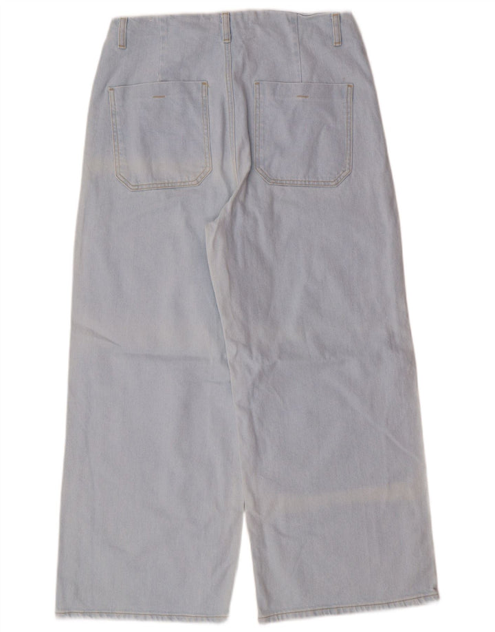 Zara Calça jeans feminina cintura alta com perna larga EU 42 grande W32 L26 azul clássico