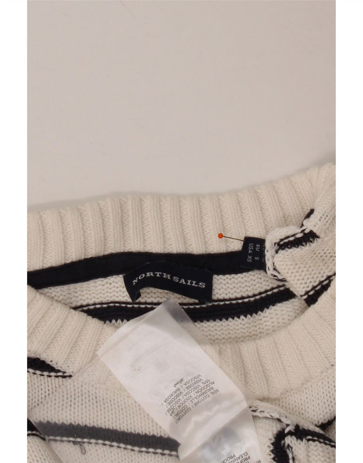 Suéter feminino NORTH SAILS com gola redonda UK 14 listrado branco médio