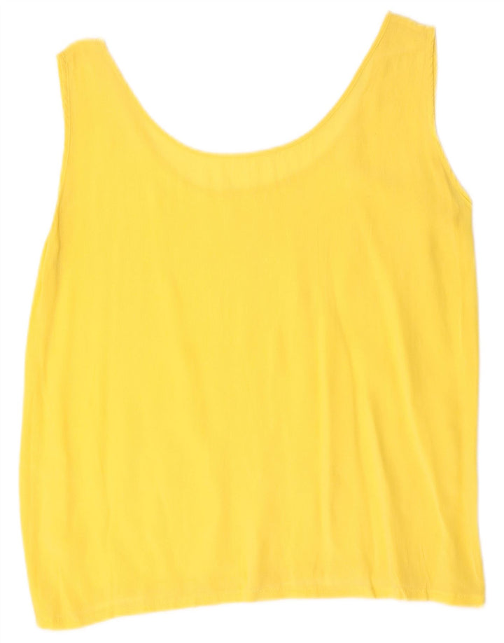 Blusa feminina vintage sem mangas top UK 12 amarelo médio