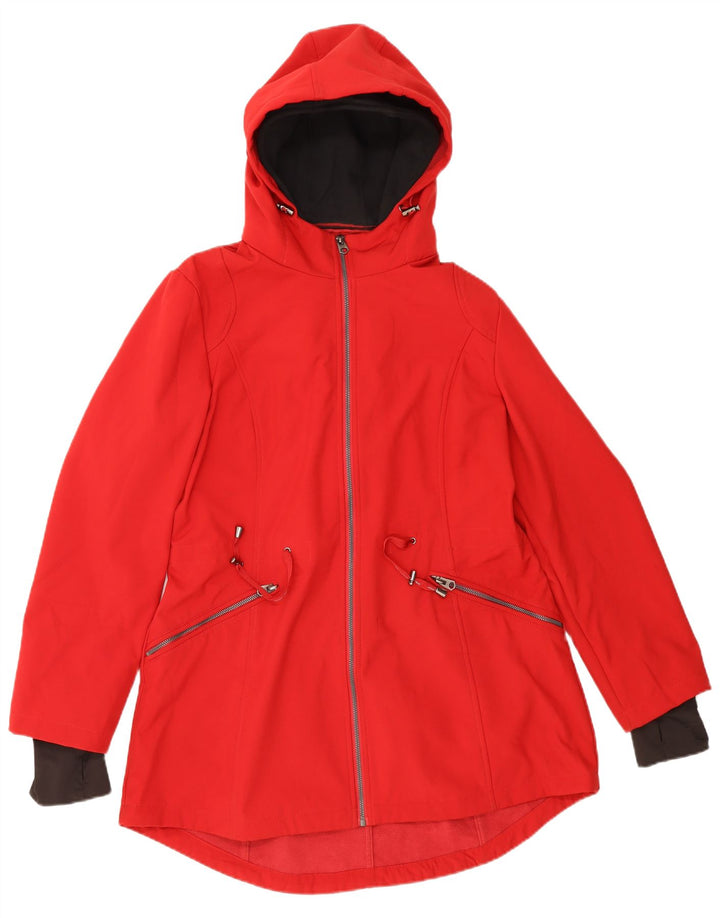 Jaqueta de chuva feminina French Connection com capuz e ajuste regular Reino Unido 14 grande vermelha