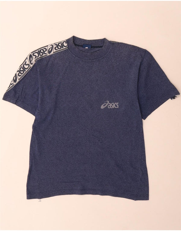 Camiseta gráfica masculina Asics Top XS azul marinho algodão colorblock