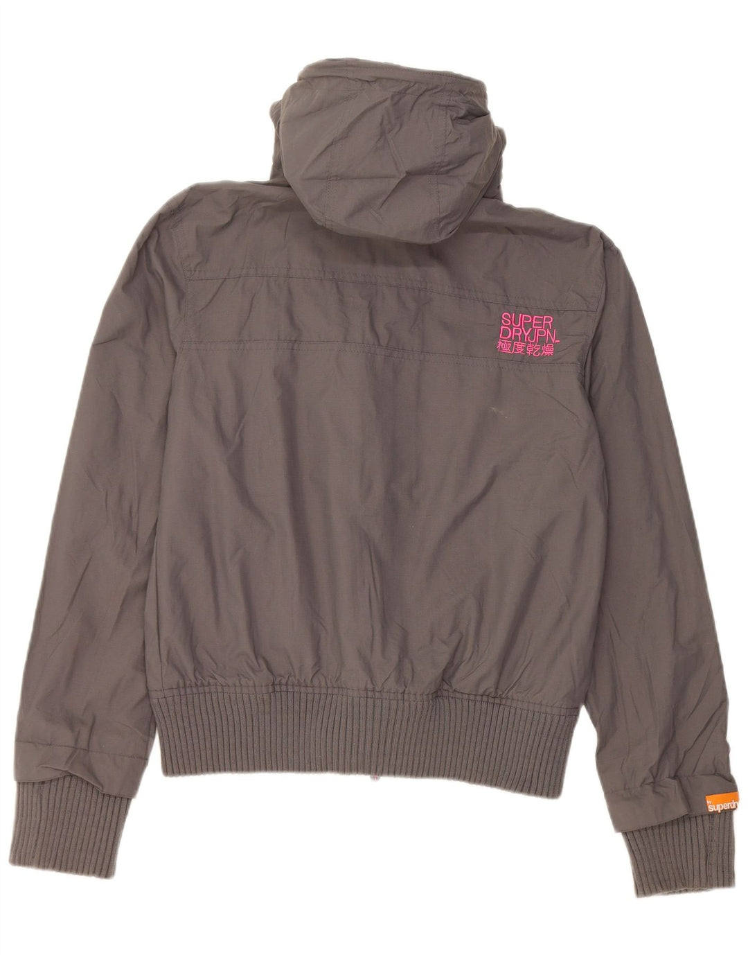 Jaqueta de chuva feminina Superdry com capuz Reino Unido 16 grande cinza nylon
