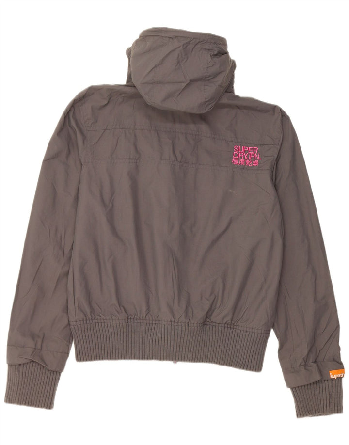 Jaqueta de chuva feminina Superdry com capuz Reino Unido 16 grande cinza nylon