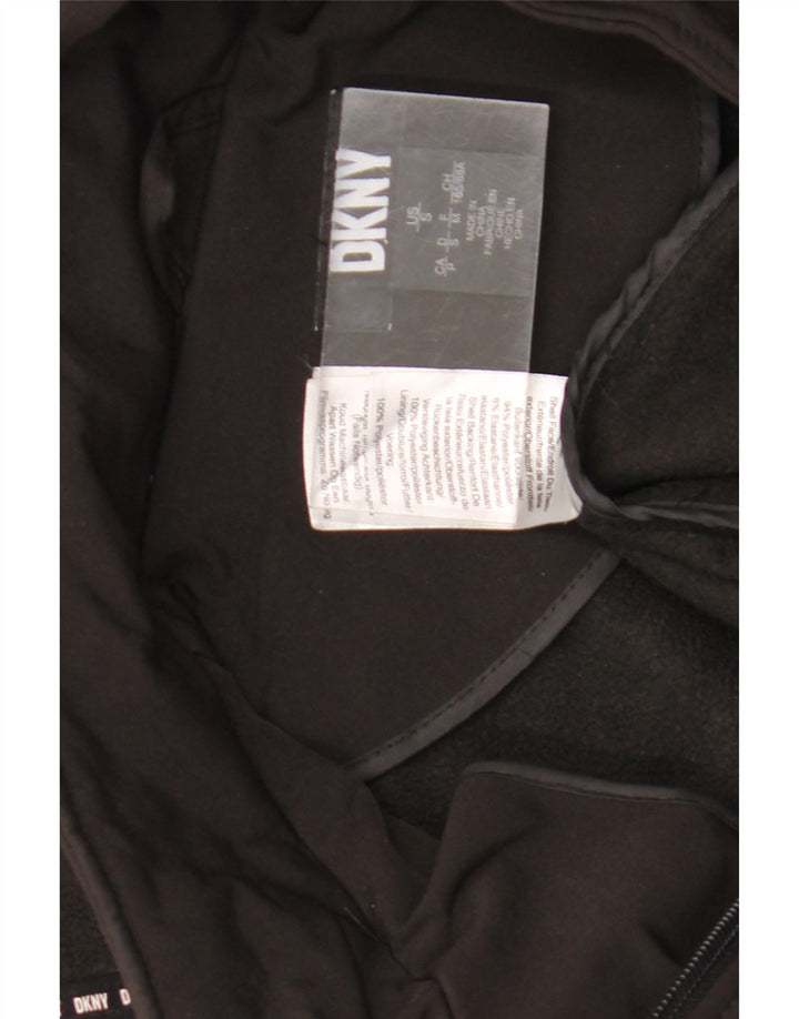 Casaco impermeável feminino com capuz Dkny UK 10 pequeno poliéster preto
