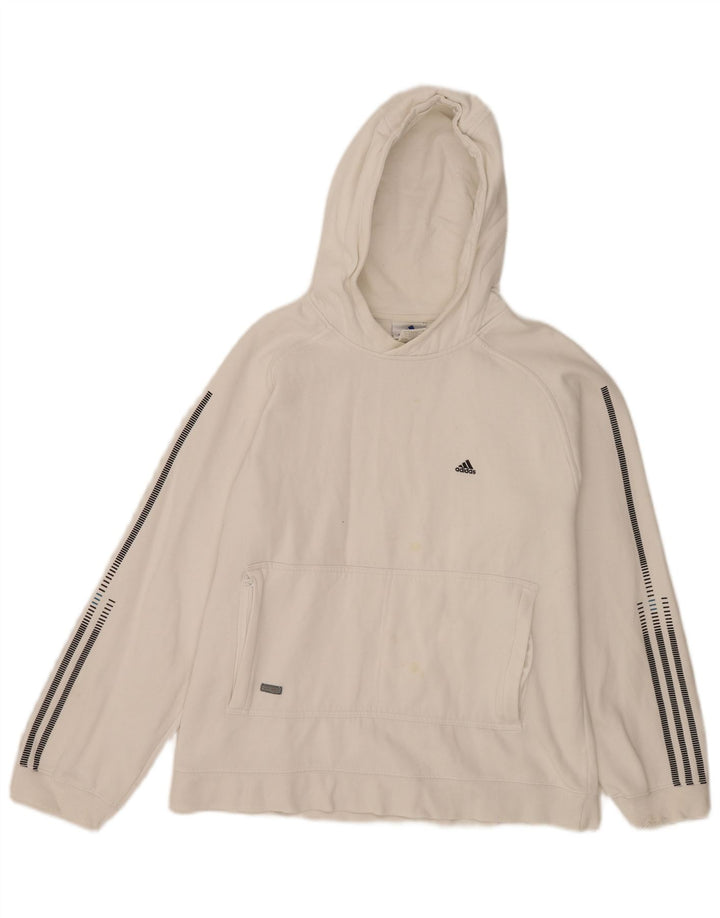 Adidas Mens Hoodie Jumper Médio Algodão Branco