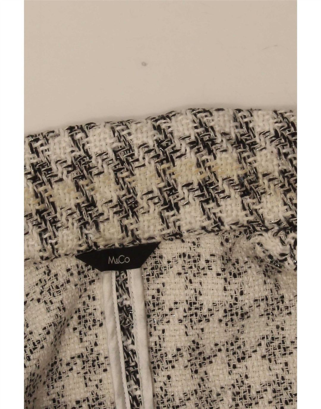 Jaqueta blazer feminina M&Co com 1 botão Reino Unido 14 médio branco Houndstooth