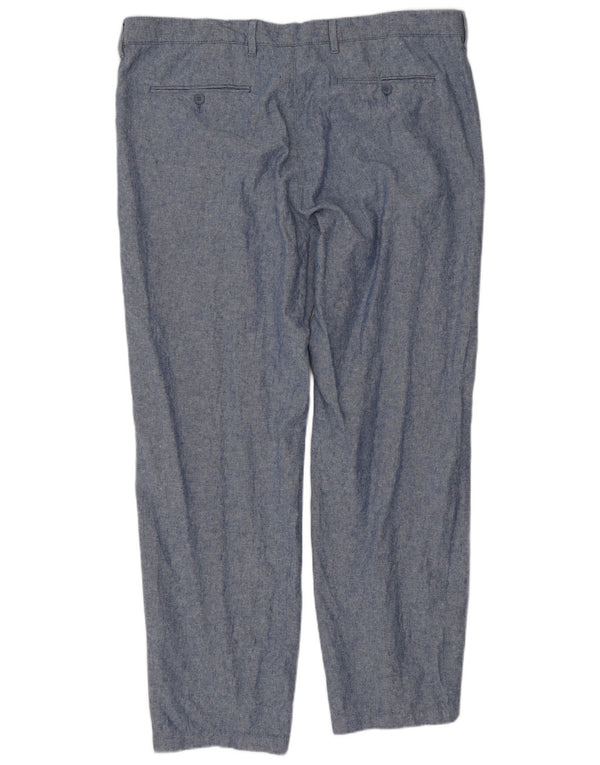 Calça chino reta masculina Marks & Spencer W42 L31 linho azul
