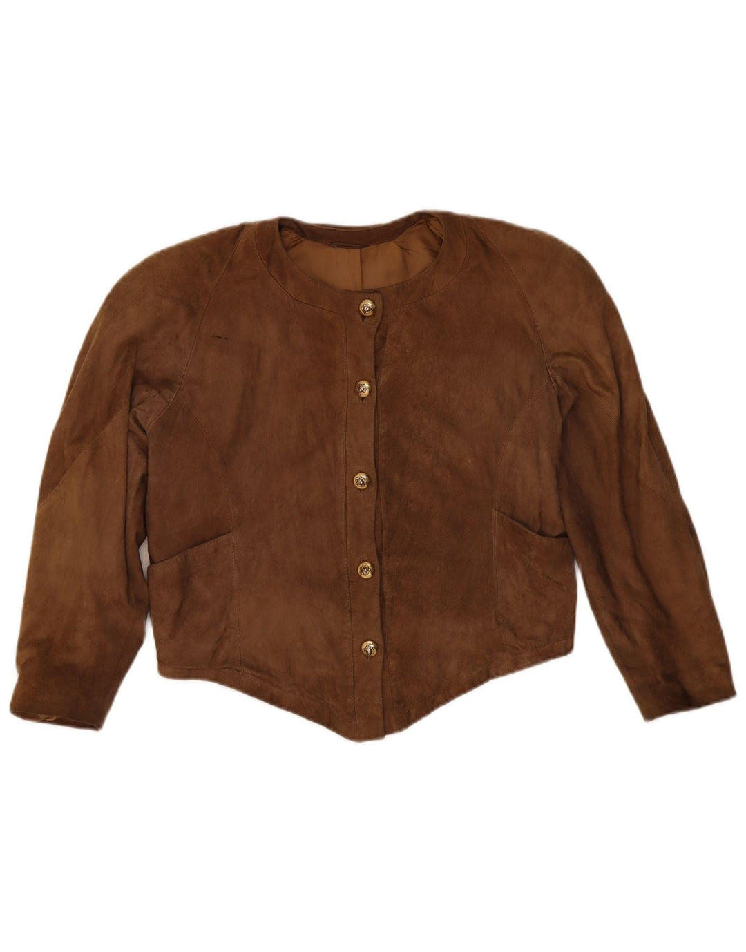 Jaqueta feminina vintage de camurça UK 14 couro marrom médio