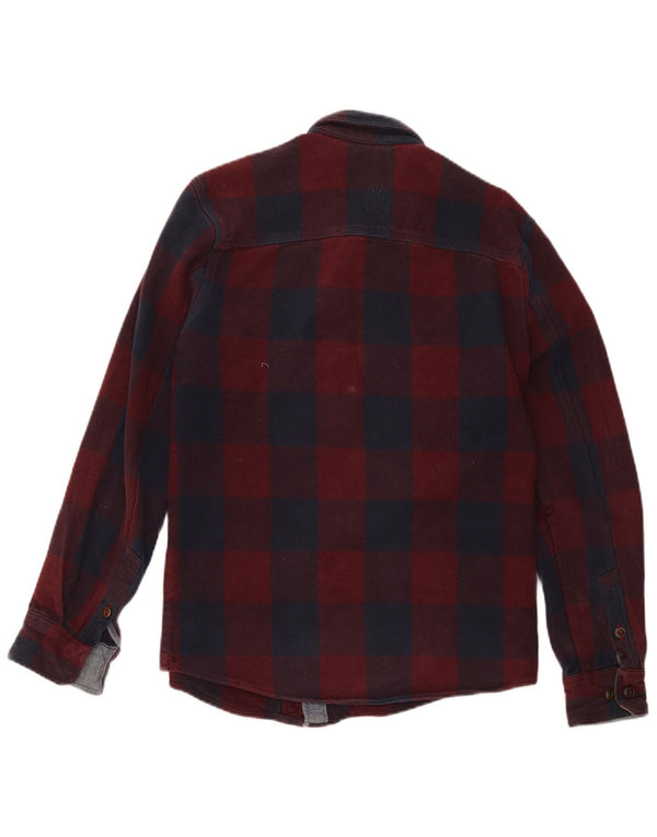 Fat Face Mens Classic Fit camisa de flanela pequena xadrez vermelha de algodão