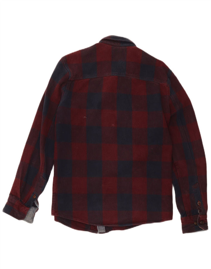 Fat Face Mens Classic Fit camisa de flanela pequena xadrez vermelha de algodão