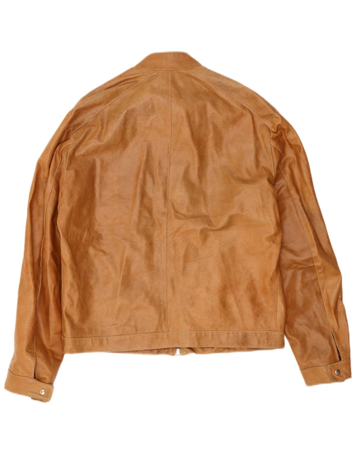 Jaqueta de couro masculina vintage IT 54 2XL couro marrom
