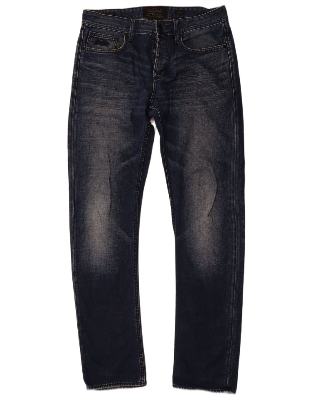 Jeans soltos masculinos SUPERDRY W32 L34 algodão azul