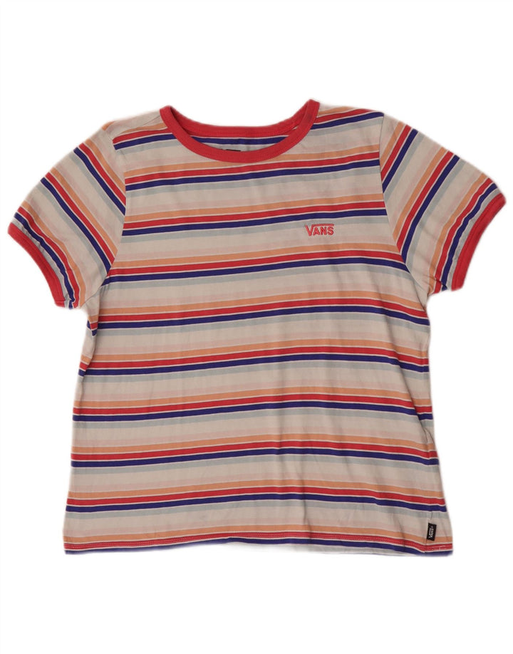 Camiseta feminina Vans UK 14 grande algodão listrado multicolorido