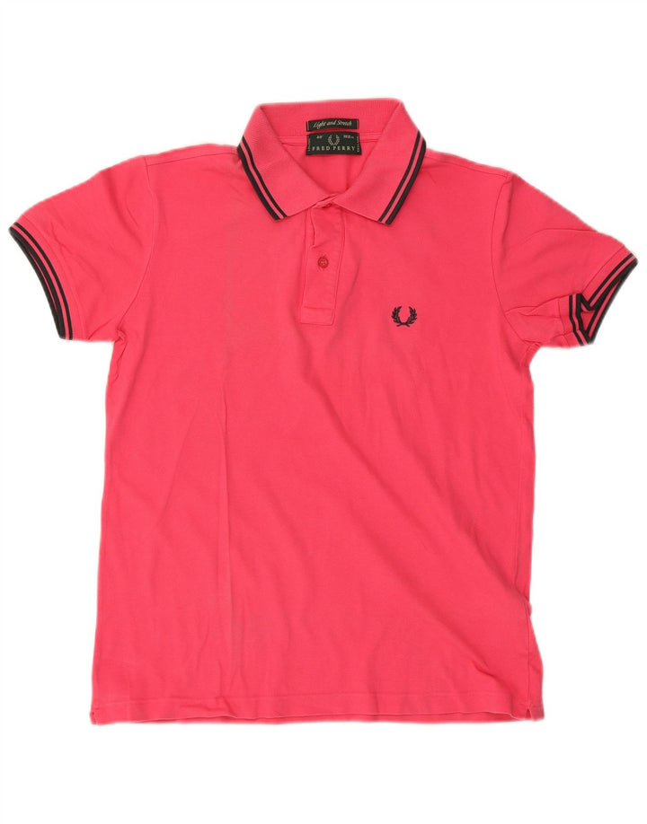 Camisa polo masculina leve e elástica Fred Perry de algodão rosa médio