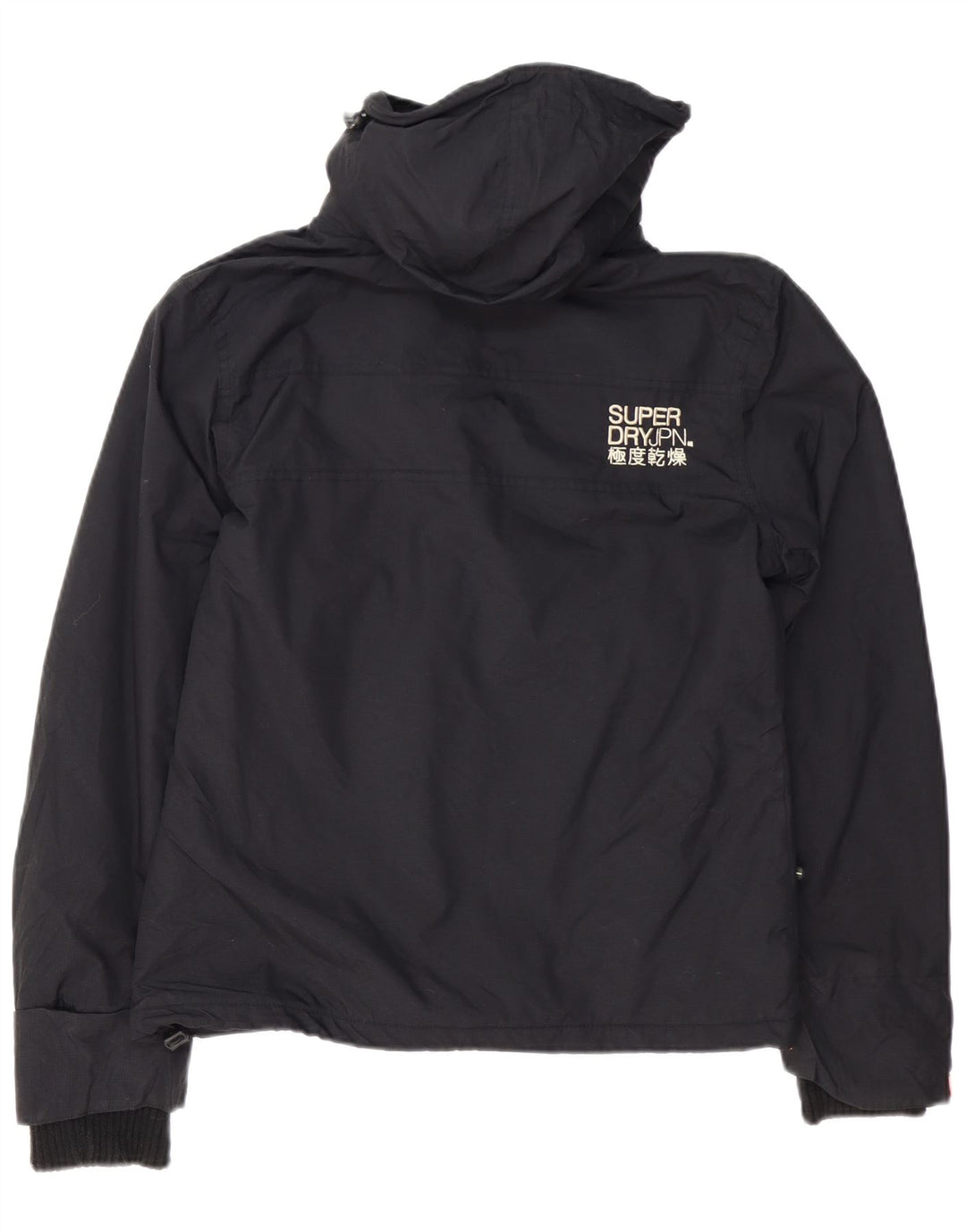 Jaqueta corta-vento feminina Superdry com capuz gráfico UK 16 grande nylon preto