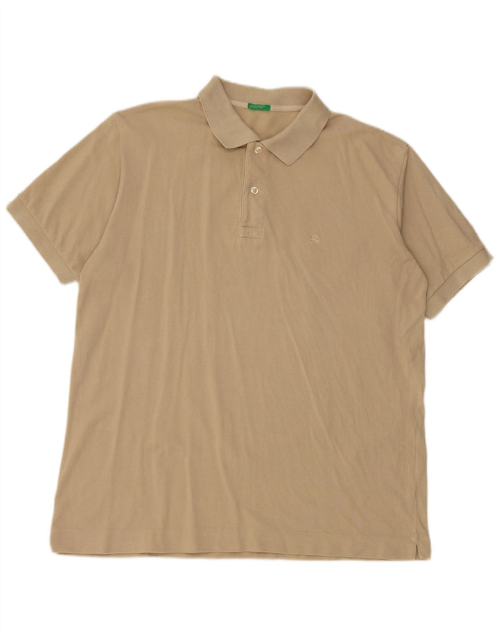 Camisa polo masculina Benetton grande algodão cáqui