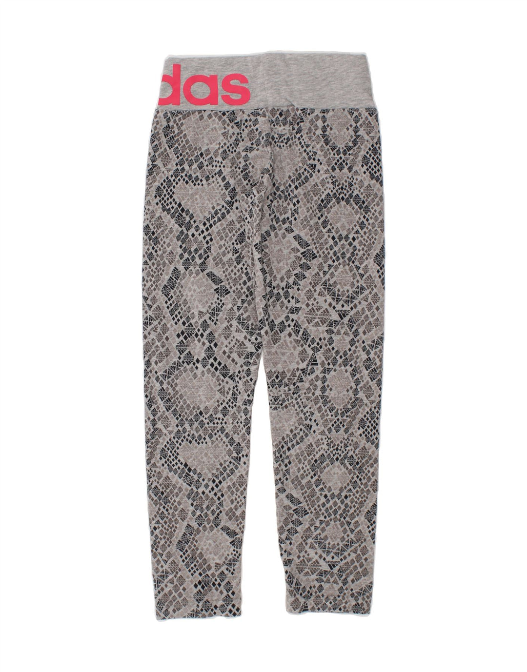 ADIDAS Girls Climalite Graphic Leggings 7-8 Years Grey Cotton Vintage Adidas and Second-Hand Adidas from Messina Hembry 