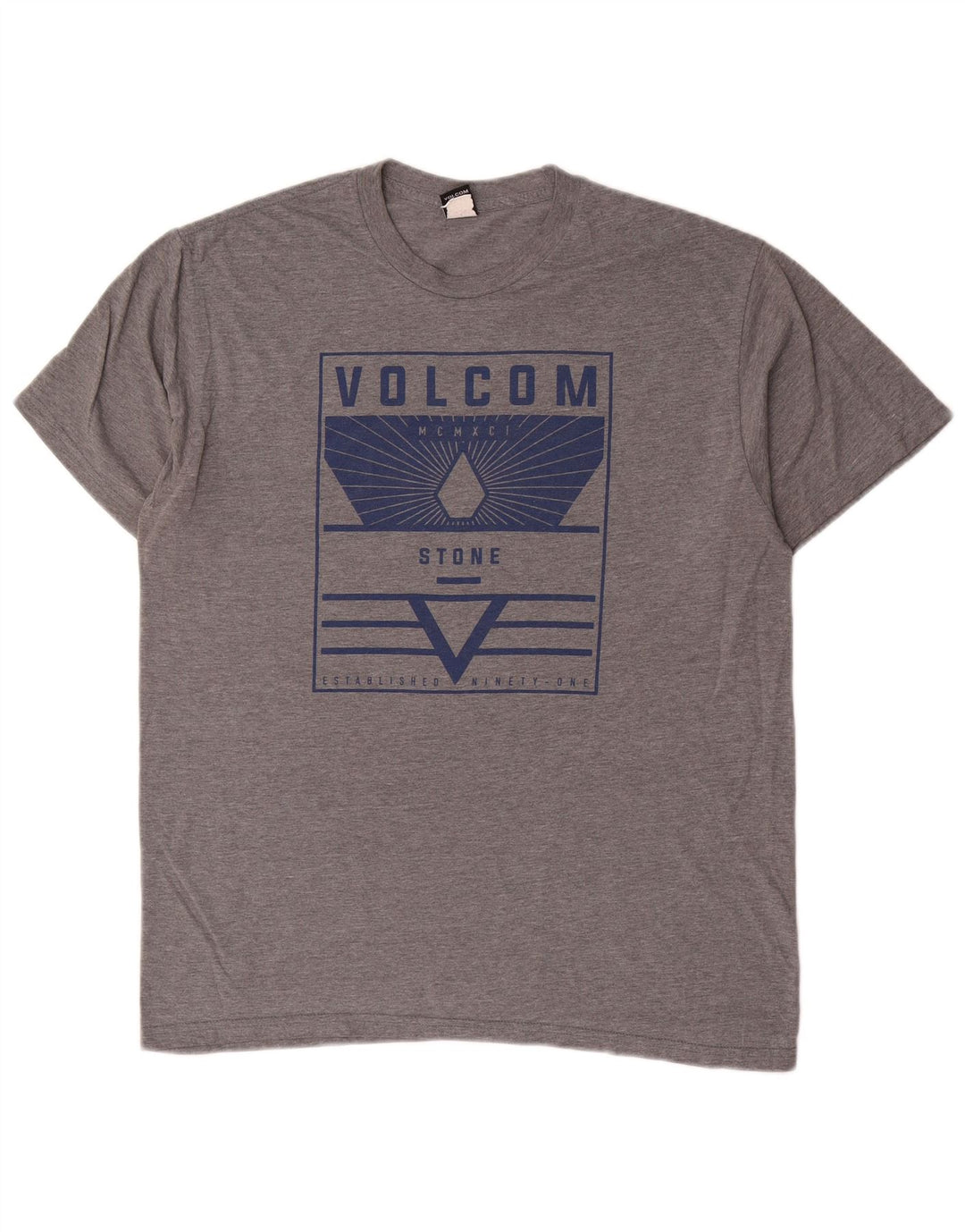 Camiseta masculina gráfica Volcom grande algodão cinza