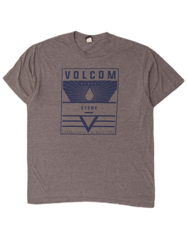 Camiseta masculina gráfica Volcom grande algodão cinza