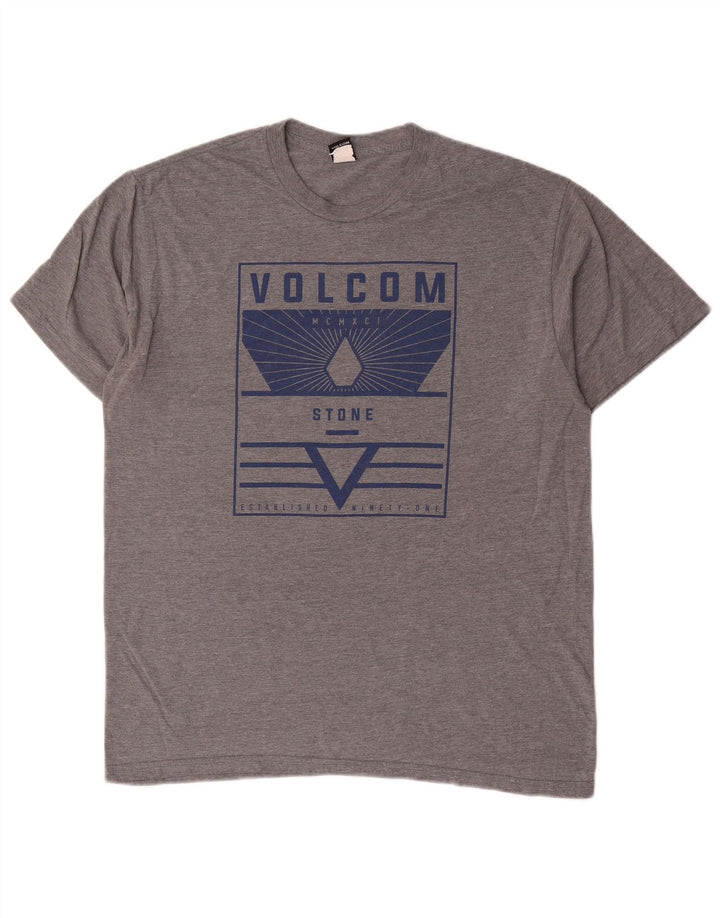 Camiseta masculina gráfica Volcom grande algodão cinza