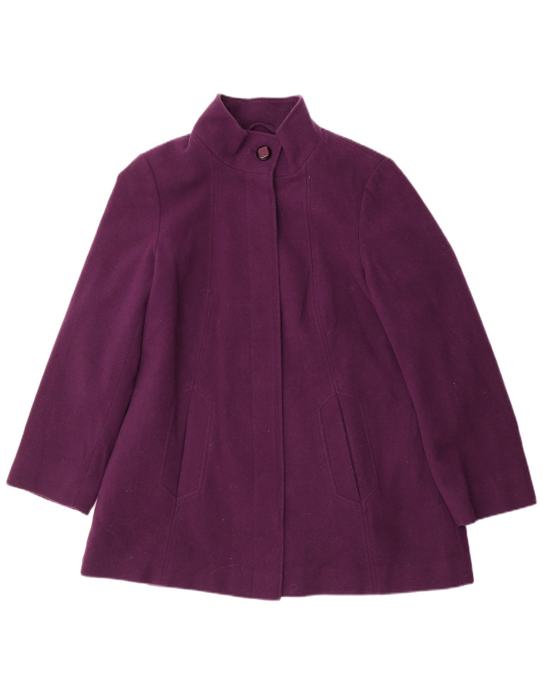 Sobretudo feminino Marks & Spencer UK 14 grande lã roxa