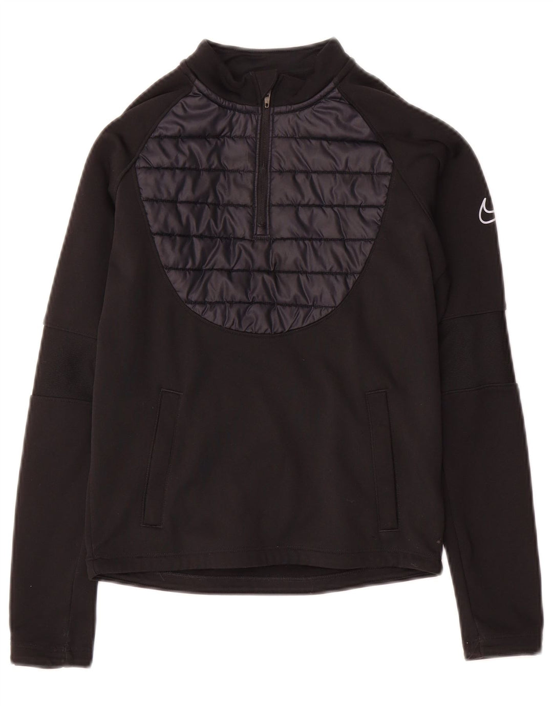 Pulôver Nike Boys Therma-Fit com decote em zíper Top de treino 8-9 anos pequeno preto