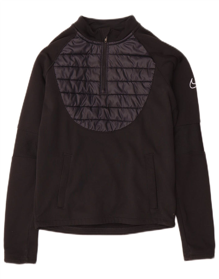 Pulôver Nike Boys Therma-Fit com decote em zíper Top de treino 8-9 anos pequeno preto