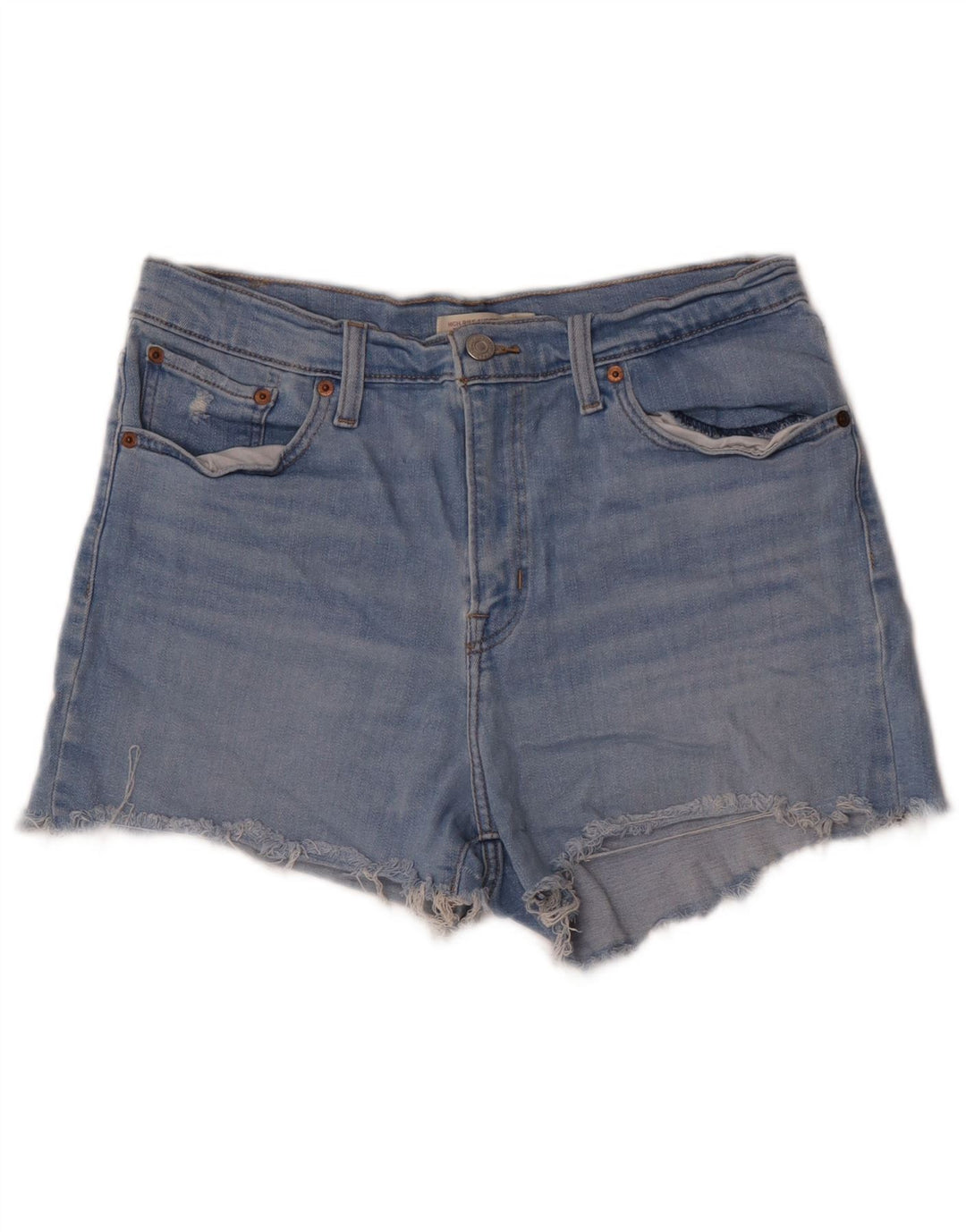 Shorts jeans feminino de cintura alta LEVI'S W32 grande algodão azul