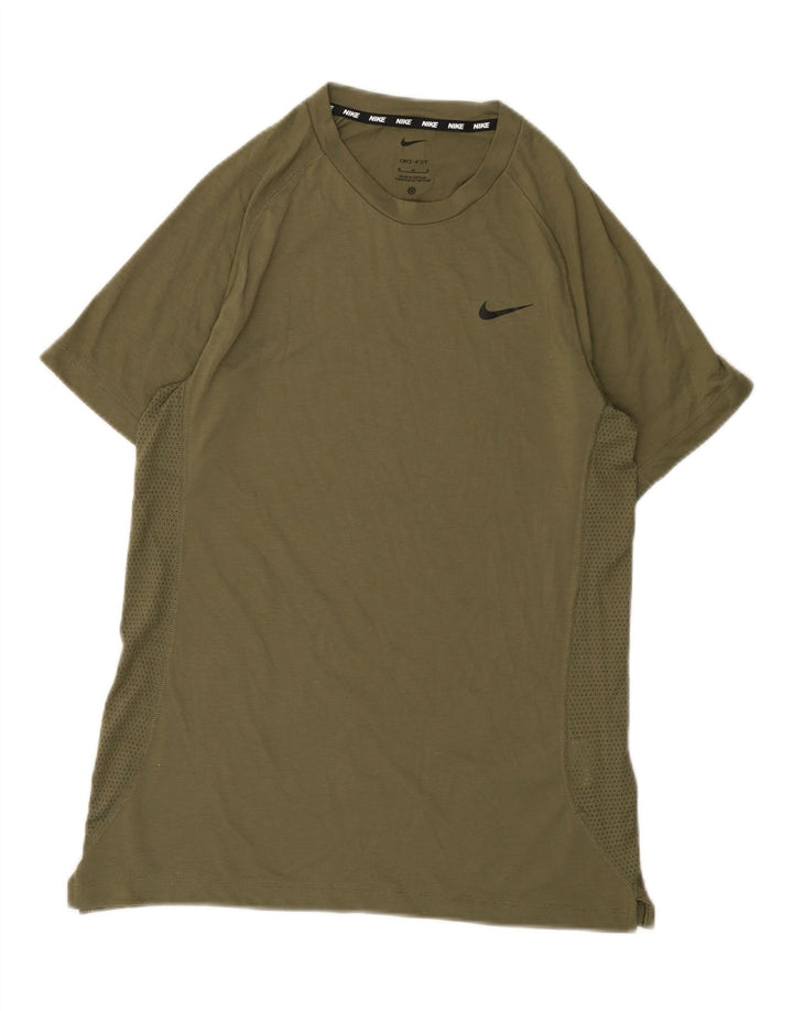 Camiseta masculina Nike Dri Fit Top médio cáqui poliéster