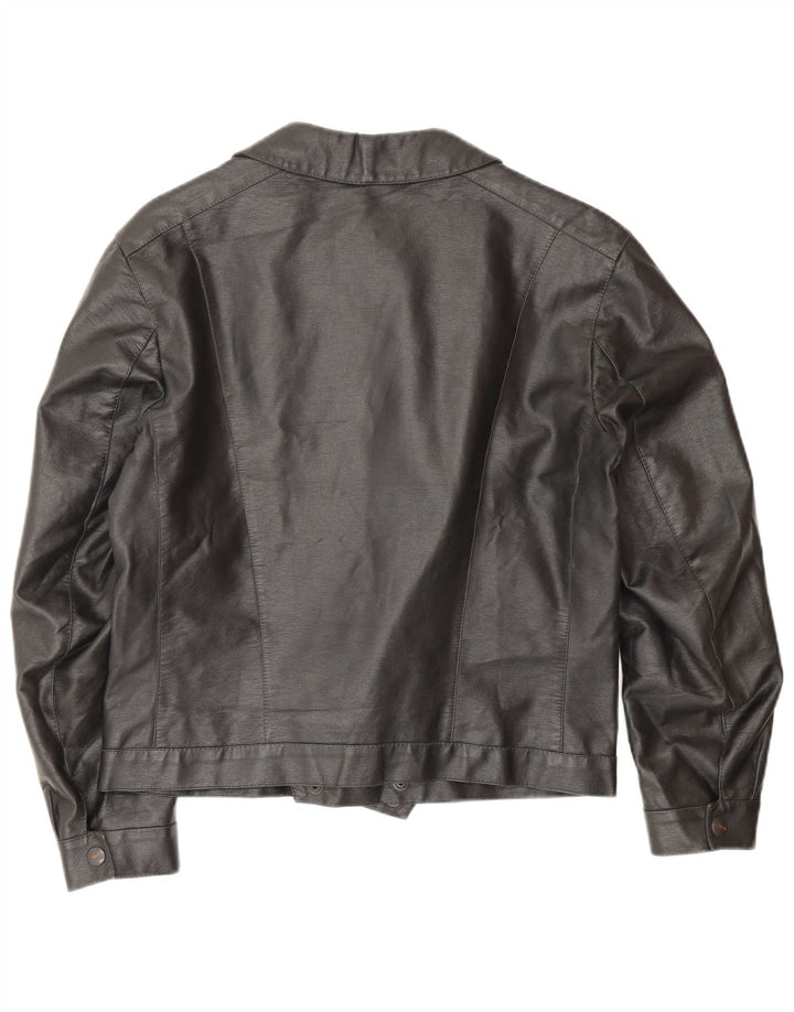 Jaqueta masculina vintage de couro para motociclista UK 38 média preta