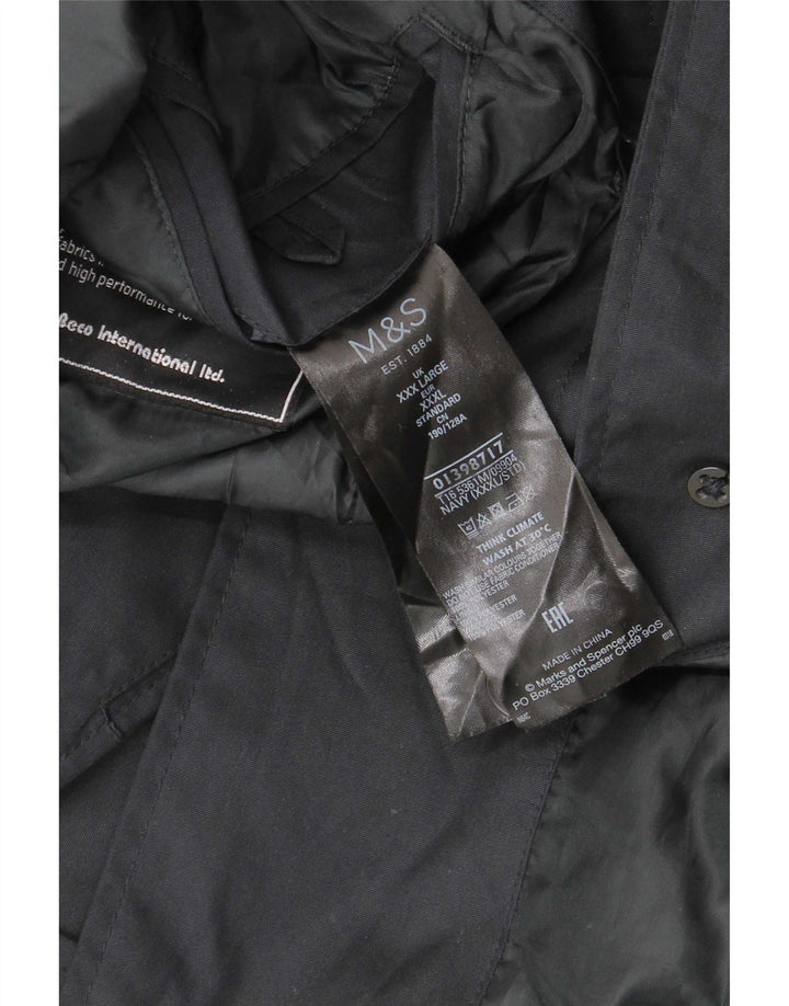 Capa de chuva masculina com capuz Marks & Spencer UK 46 3XL poliéster azul marinho
