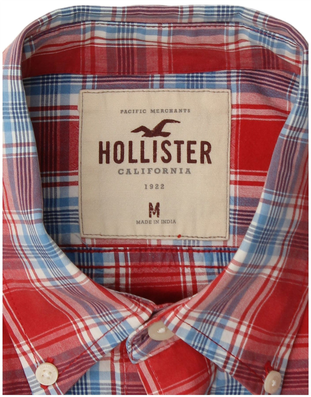 Camisa masculina HOLLISTER de algodão xadrez vermelho médio