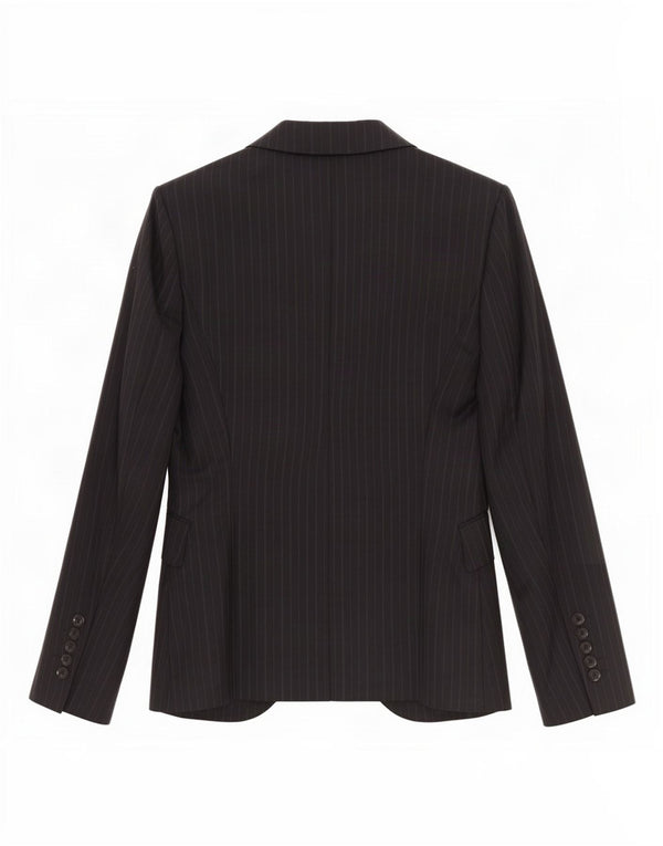 Zara Womens 1 Button Blazer Jacket EU 38 Small Black Striped Wool