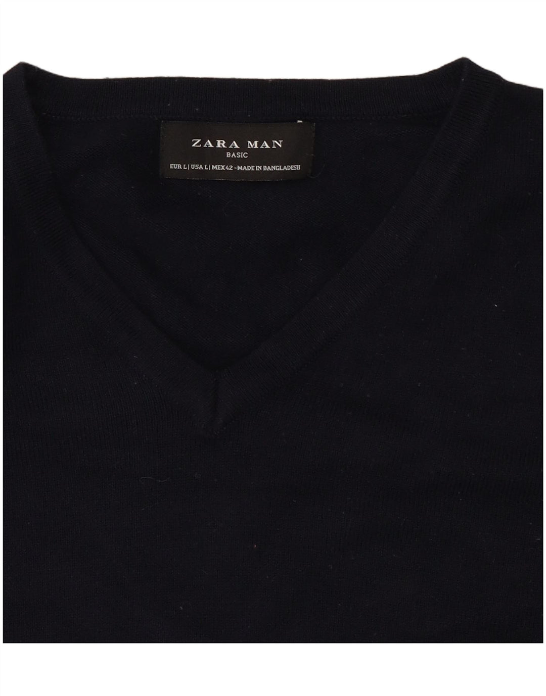 Suéter masculino Zara com decote em V grande azul marinho