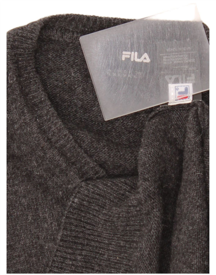 Suéter masculino Fila com decote em V XL lã preta